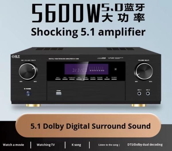 5.1CH 5600W Pro Power Amplifier, BT Wireless WiFi, Dolby HDMI Optical Coaxial, for Home Theater KTV