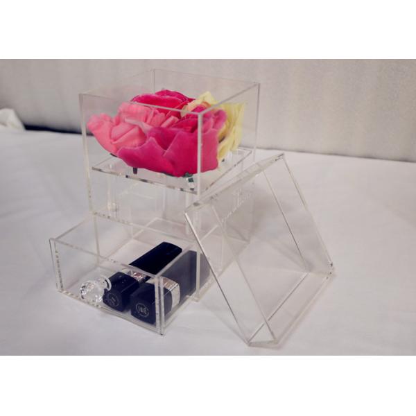 4 Holes Acrylic Flower Box 3mm Thickness Silk Screen Printing Logo With Drawer Lid