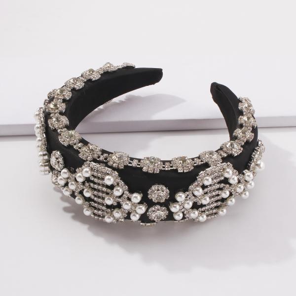 Heavy industry fashion sponge bride diamond pearl headbands creative luxury headband hair accessories