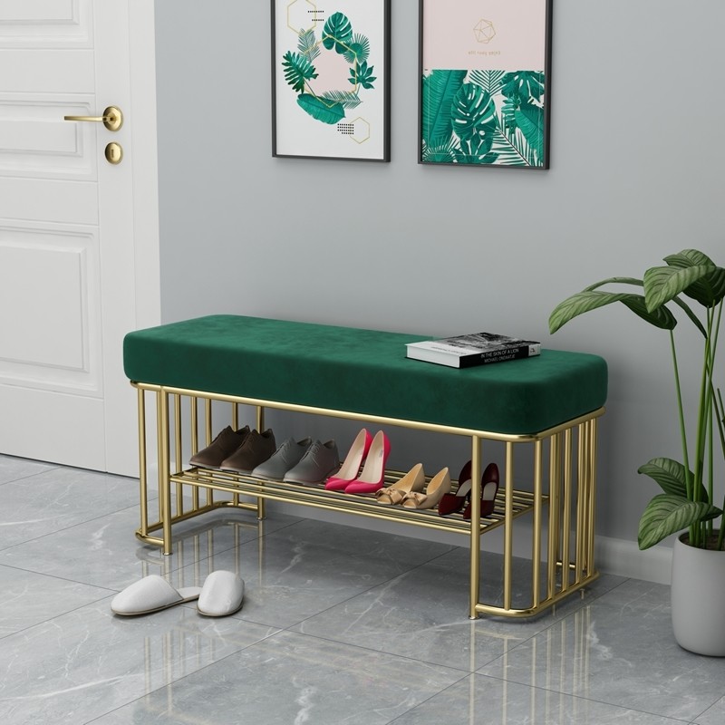 Metal Living Room Furniture Sofa Ottoman and Velvet Stools for Shoe Organization