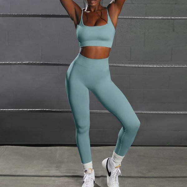 New Arrival Seamless 2 Pieces Yoga Set For Women Ruched Butt Leggings And Sports Bra