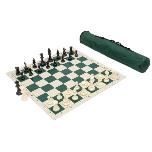 Green Vinyl Plastic Roll Up Chess Board Game Set For Outdoor Camping