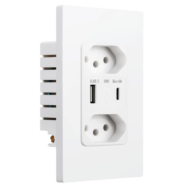 Standard Grounding Brazilian Power Socket Plastic USB Power Sockets 10A Safe Charging
