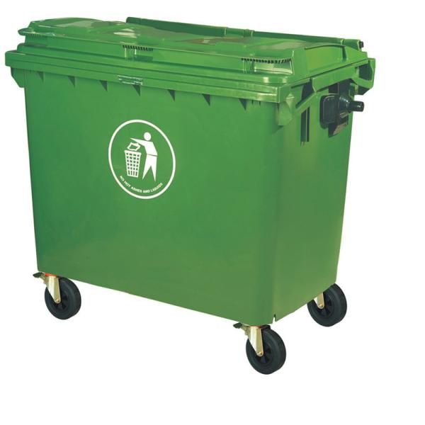 Outdoor Street Garbage Collection 660L Plastic Dust Bin with Locking Lids and Wheels