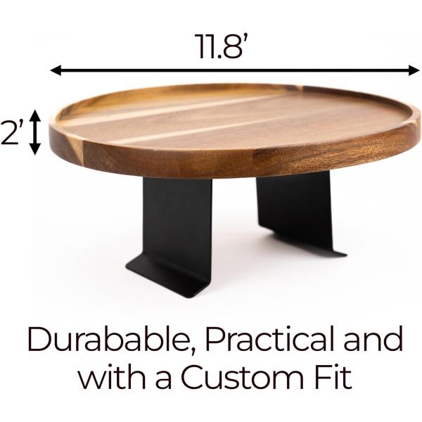 Customized Logo Acacia Couch Tray for Eco-friendly Adjustable Wooden Sofa Arm Table