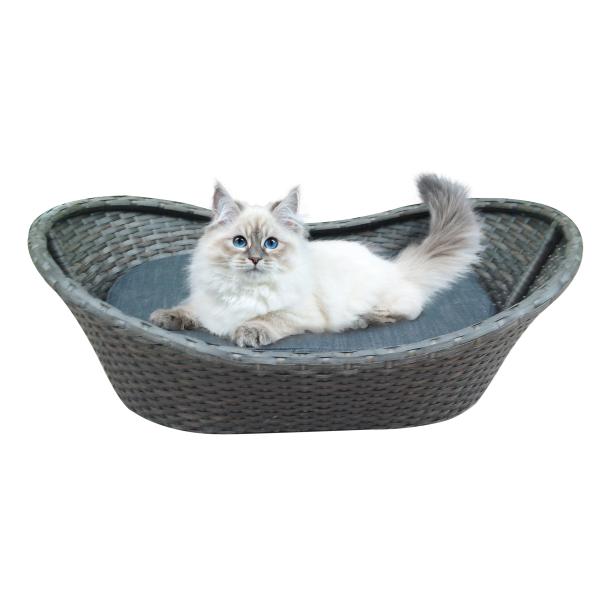 Wicker Basket Dog Bed Brown Bath Tub Plastic Rattan Woven Cat Bed House Wooden Foot Pet Pet Cage