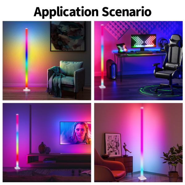 ABS Shade Material RGBIC Smart LED Floor Lamp Modern White Corner Light Music Sync Dimmable Lighting App Controlled Lighting