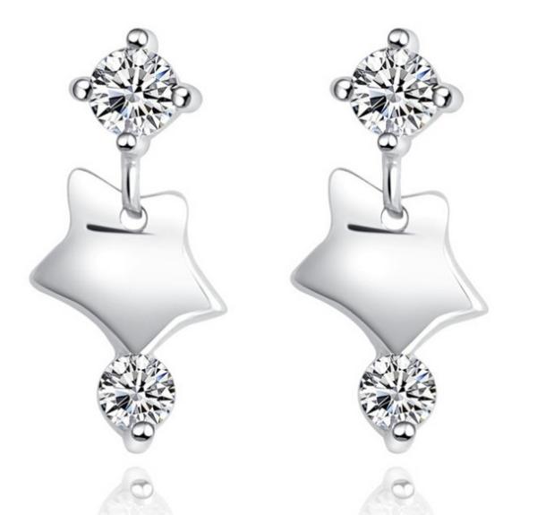 Europe and America S925 Silver Hearts and Arrows Zircon earrings shining star