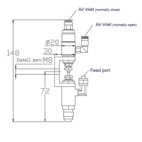 Stainless Steel Micro Dispensing Valve Air Pressure Suck Back Dispensing Valve