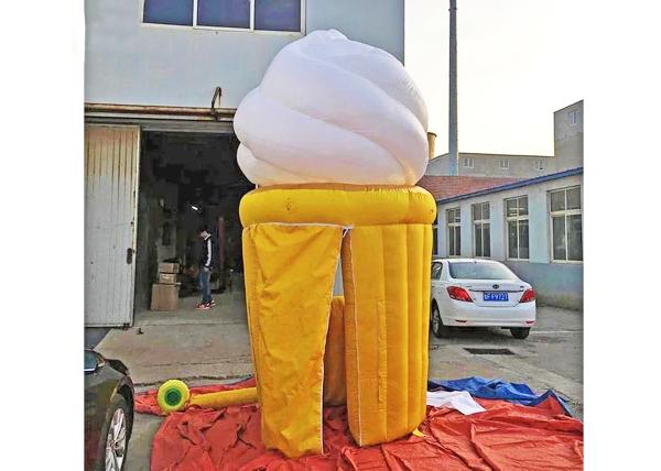 Yellow White Inflatable Shop Ice Cream Shape 4m Height Mobile Water Resistant