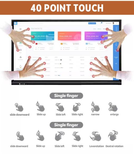 Qtenboard 65/75/86/100/110 Inch Interactive Smart White Board Finger Multi Touch Screen Lcd Display for Meeting Room 