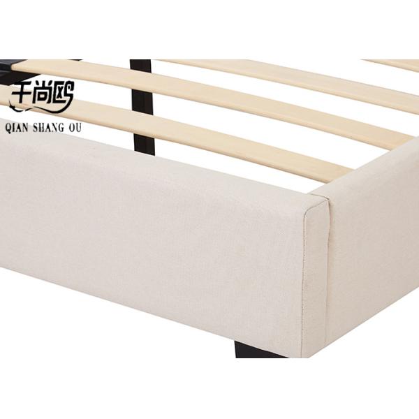 Durable White Upholstered Bed Frame Queen , Hotel Wood Panel Platform Bed