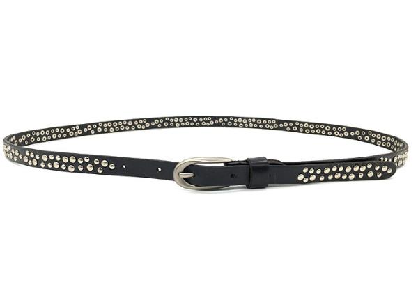 correia de couro magro de 15mm para as mulheres decoradas com a bomba redonda enchida, metal Pin Buckle