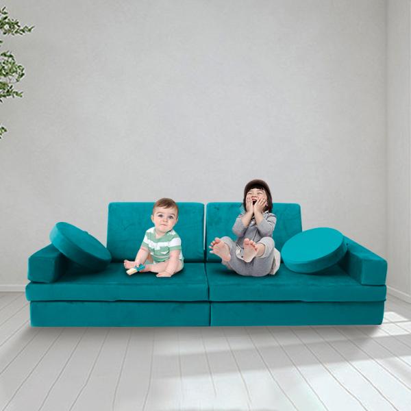 Luxury Velvet Fabric Play Couch Set High Density Foam Modular Sectional Sofa