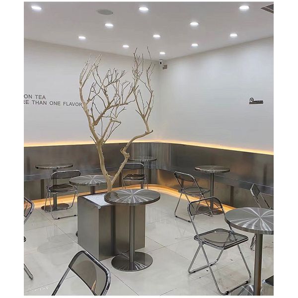 Minimalist Outdoor Leisure Stainless Steel Small Round Table Bar Dining Restaurant Table