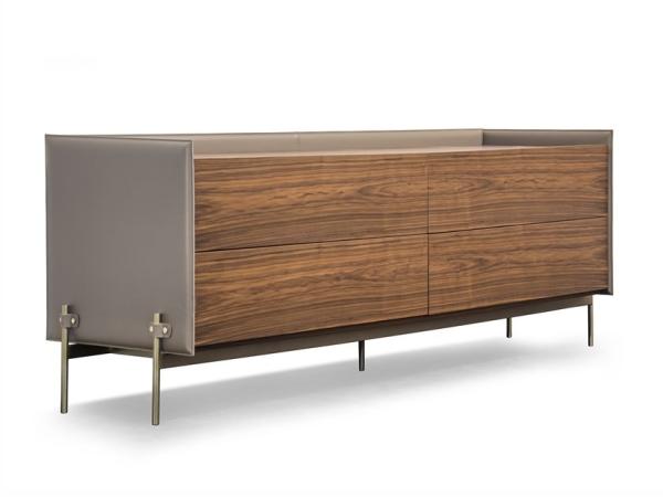 Top And Front Drawers Hotel Furniture Set Drawers Metal Feet Light Gold Finish