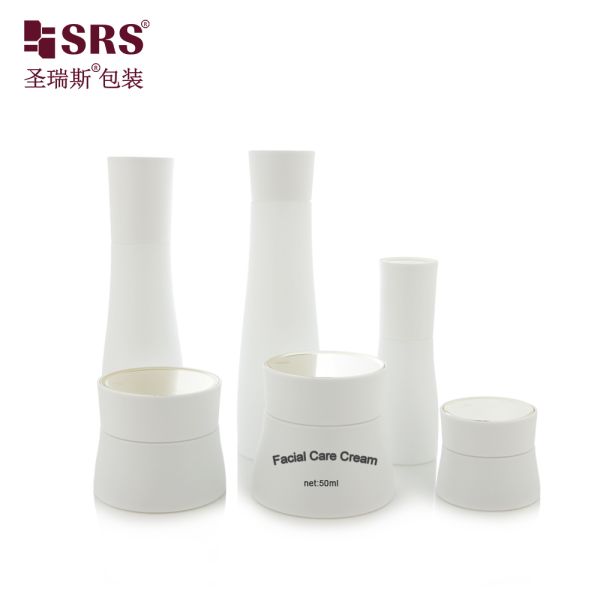 GL023 30ml 100ml 120ml Unique Shape Waist Painted Frosted Matte Finished Bottle With Lotion Pump Toner Plug Packaging