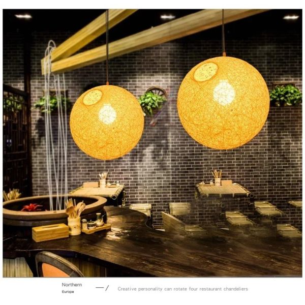 Loft Hanging Lamp Living Room Home Decoration Nordic Rattan Weaving Spherical Pendant light(WH-WP-145)