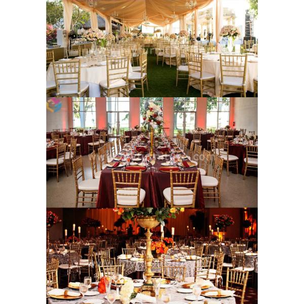 Аксессуары для праздничных палаток оптом Металлические накладываемые мероприятия Свадебный стул Chiavari с подушкой В продаже