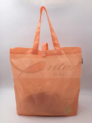 Orange Ripstop Waterproof Reusable Folding Shopping Bags OEM / ODM Available
