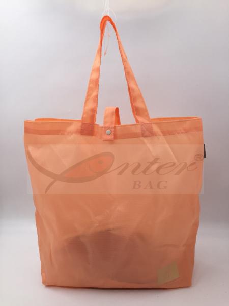 Orange Ripstop Waterproof Reusable Folding Shopping Bags OEM / ODM Available