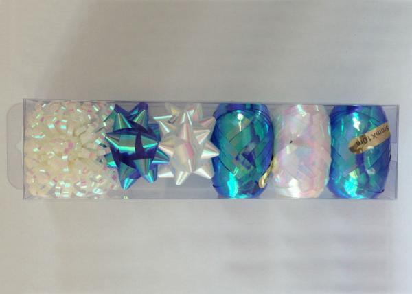 Gold , silver , red Gift Wrap Ribbon Set , PET and Iridescent egg and fancy star bow