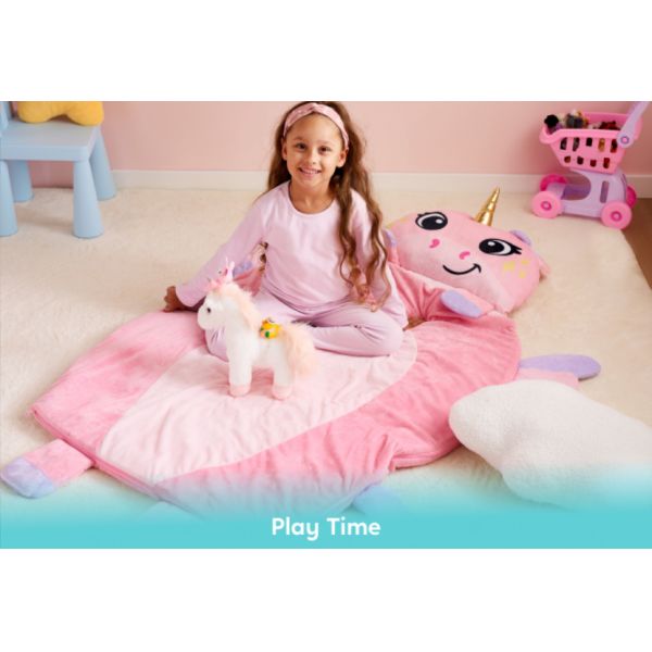 Pink Unicorn Toddler Nap Mat with Pillow & Blanket 60