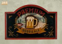 Le mur en bois fait sur commande signe la couleur verte de bar de signe de résine de bière de décor en bois antique de mur
