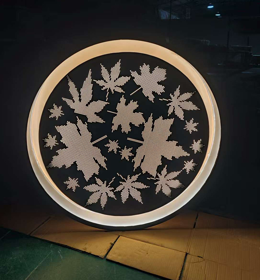 3.0mm Rose Gold Round Aluminum Single Panel Light Box with Maple Leaf Pattern