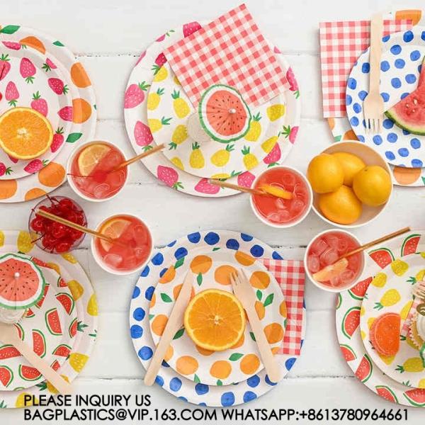 Fruit Party Decoration Tableware Disposable Paper Plate Set Fruit Punch Theme Party Supplies