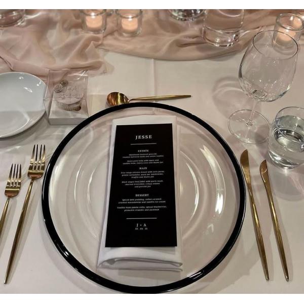 14 дюймовые 16 дюймовые прозрачные стеклянные зарядные пластинки с черным полем для свадебных мероприятий