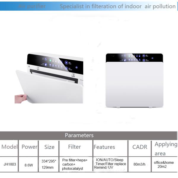 CE ROHS 2.6kg 254nm 20m2 Portable Hepa Air Purifier