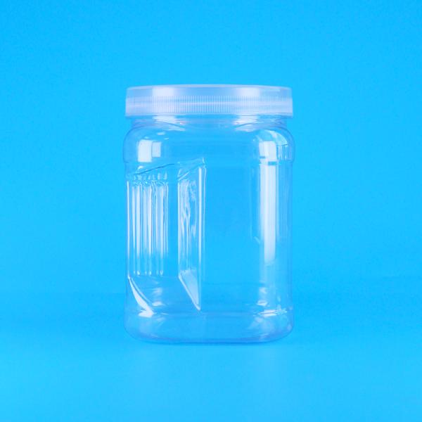Square Clear Pet Plastic Storage Grip Bear Biscuit Milk Date Cranberry Cookies Jars