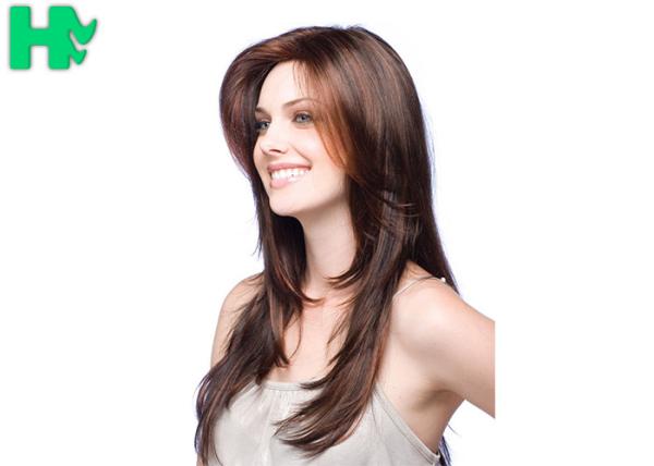 8 - 40 Brown Long Synthetic Wig Black Women Shedding Free Professional