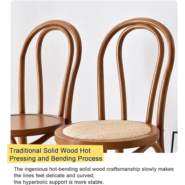 American Retro Black Solid Beech Wood Frame Woven Rattan Seat Bistro Restaurant Dining Side Chair Wholesale