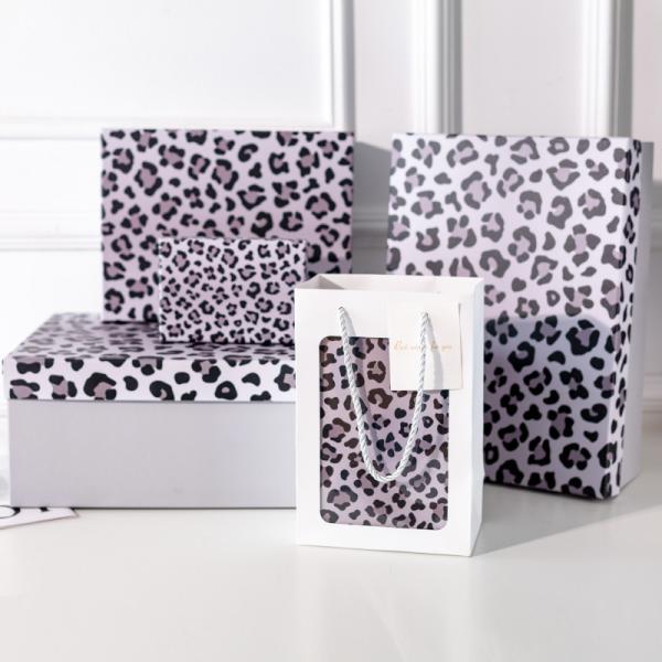 Customizable Gift Boxes With Leopard Print Lids For Birthday Gifts In Various Sizes