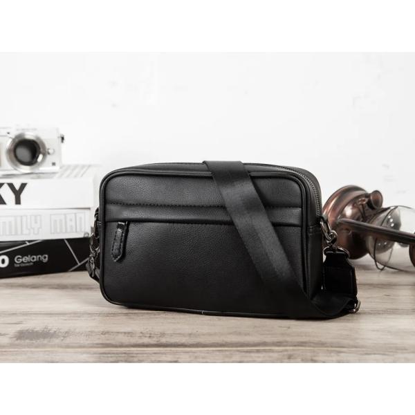 Black Microfiber Cell Phone Cross-body Pouch Male Side Sling Cross Bag Men Leather Messenger Bag For Men