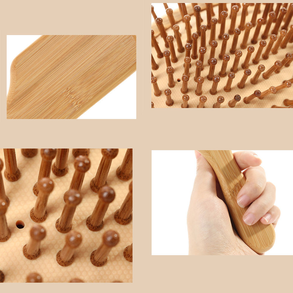 Eco Friendly Biodegradable Bamboo Hair Brush With Wide Tooth Scalp Massage Comb