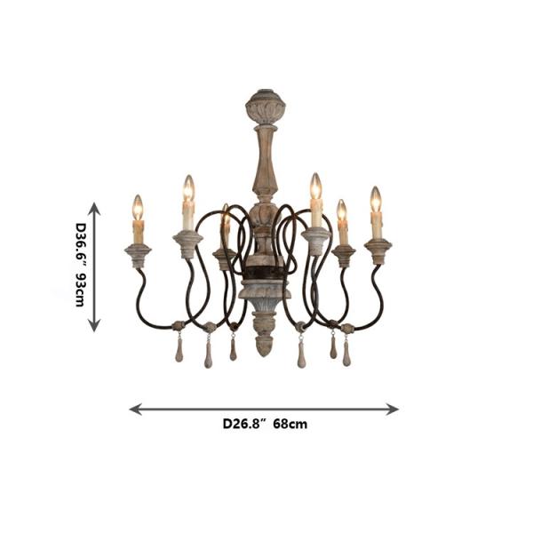 Mango wood chandelier Classic wooden and iron chandelier (WH-CI-31)