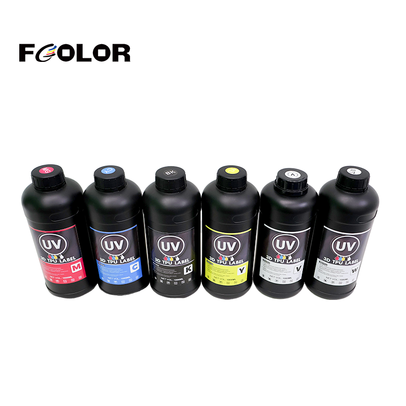 FCOLOR 1000MLLogo Customizable Transfer Film 3D Label Logo Textile Printing DTF TPU UV Ink for Plain Oversized T-shirt