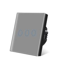 86Type EU Standard Grey Touch Light Wall Switch Panneau de verre trempé Commutateur tactile avec indicateur à LED