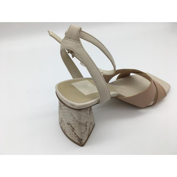 Soft Nappa PU Women'S Leather Heeled Sandals Pink / Beige / Orange