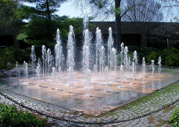OEM Design Dry Floor Water Fountains With LED Underwater Lights 3D Images