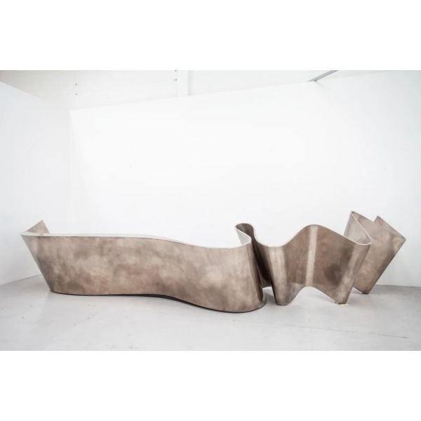 Custom Geometric Water Wave Stainless Steel Bar Art Furniture