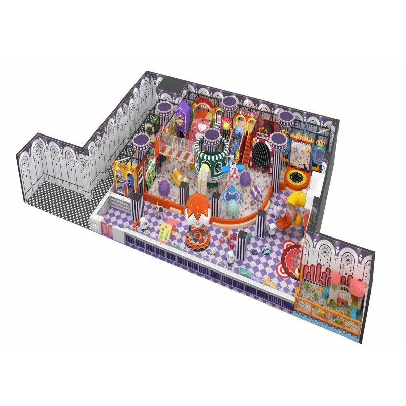 Macaron Custom All In One Indoor Family Entertainment Center Soft Play Playground