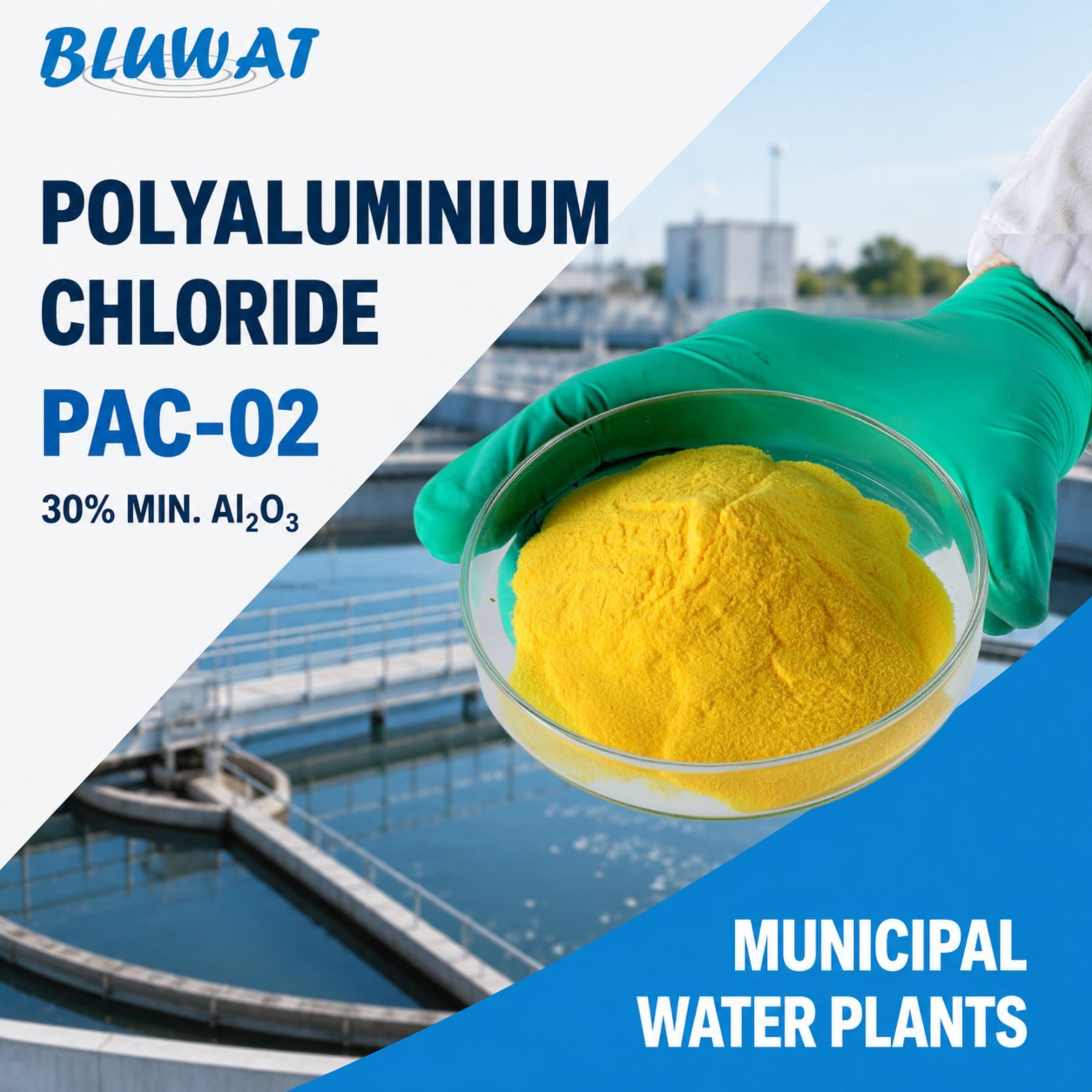 PAC-02 Polyaluminium Chloride with 45-85% Basicity and 30% Min. Al2O3 Content for Municipal Water Plants