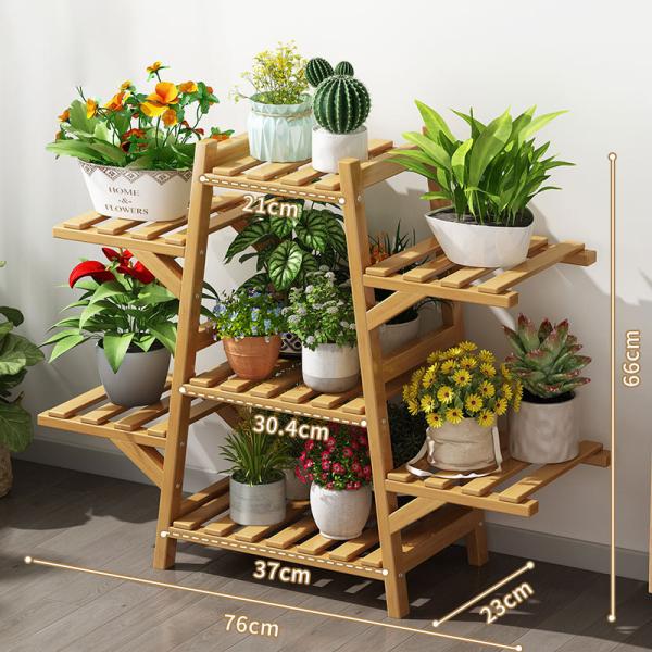 Plants Stand in Door Flower Pot Shelves Multi Tiers Wood Indoor and Outdoor Decoration Estante de flores