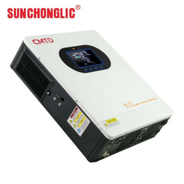 SUN-D This hybrid inverter delivers 5KW of pure sine wave AC power from a 24V system, combining an MPPT solar charger and UPS functionality in a single unit.