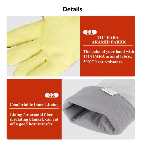 500℃ Heat Resistant Welding Gloves With Cowhide Leather ARAMID Fiber