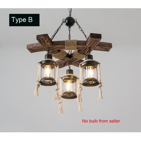 Industrial Wood chandelier Retro Rope Restaurant Barber Clothing Store hotel lobby chandelier(WH-VP-125)